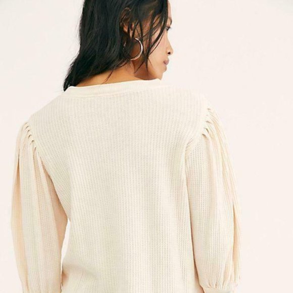 Free People Tasha Thermal Top in Cream XS - Picture 3 of 7